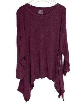 Westbound Woman 2X Waffle Knit Sharkbite Tunic Burgundy NWT